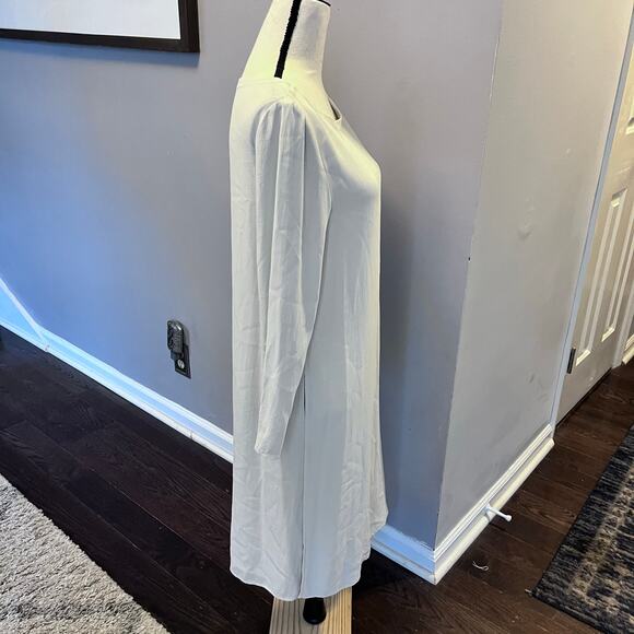 eileen fisher bone 100% silk georgette long sleeve tunic xs - Picture 2 of 4